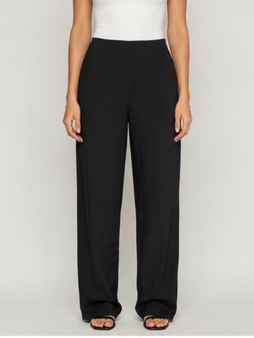 Eileen Fisher Black 100% Silk Wide Leg Pull On  Pants Minimalist Relaxed Size 8